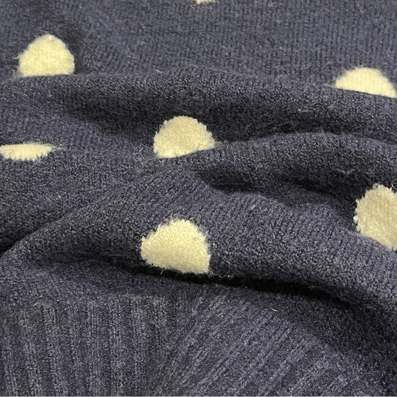 J. Crew Navy Polka Dot Sweater Merino Wool Alpaca Dark Blue Warm Pullover Medium - Picture 11 of 14